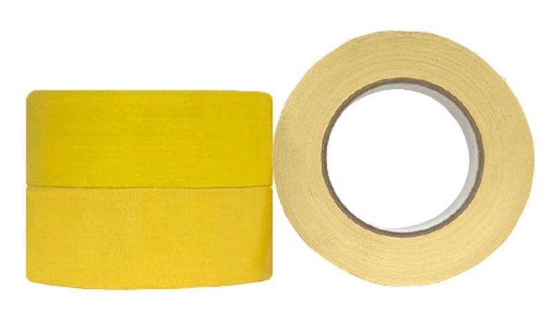 Vibrant yellow premium cloth tape, 48mm wide, waterproof, durable, ideal for versatile applications, pack of 36 rolls.