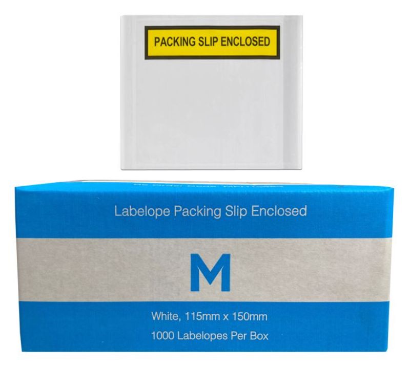 Labelope Packing Slip Enclosed in white, 115mm x 150mm, 1000 durable labelopes for secure packing document protection.