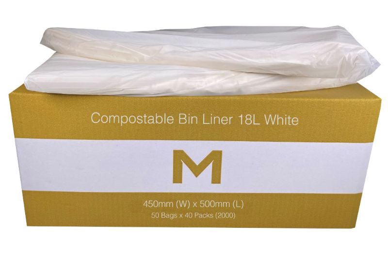 FP Compostable Bin Liner 18L - White, 450mm x 500mm x 20mu (2000)