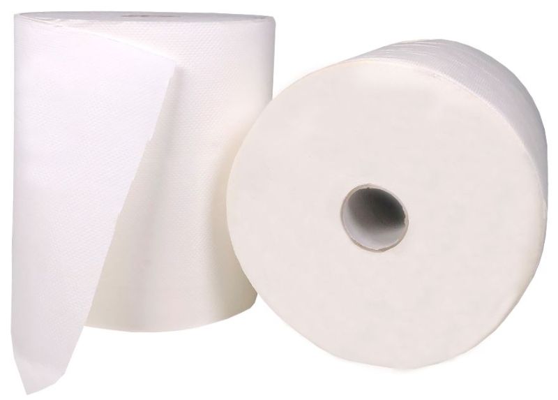 Roll Feed Paper Towels in white, 2-ply, 150m length, eco-friendly and hygienic for effective spill management in busy environments.