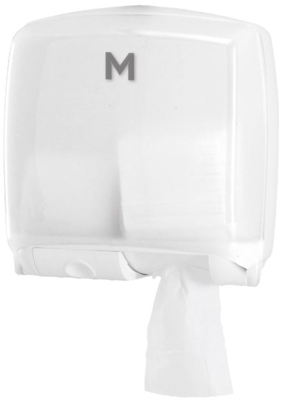 Eco Interleave Tissue Dispenser in sleek white, holding 1400 sheets; ideal for efficient access and hygiene in any space.