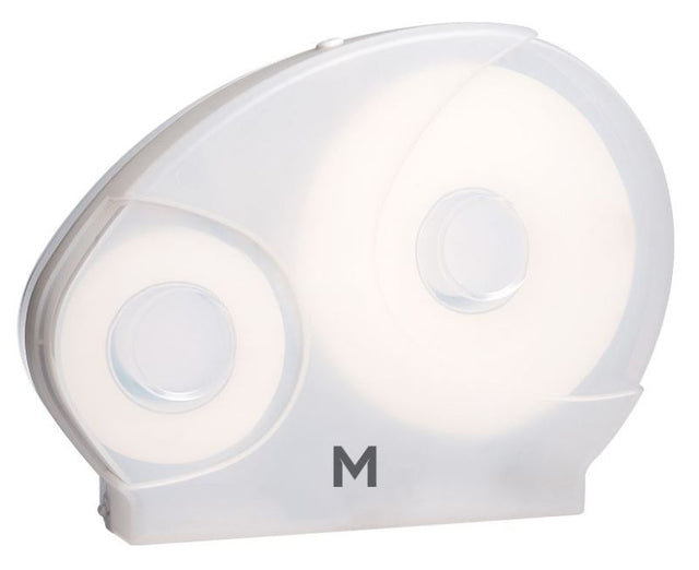 White Reserve Jumbo Toilet Tissue Dispenser with 1.5 roll capacity, designed for efficient and clean high-traffic restroom use.