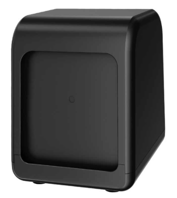 Sleek black compact napkin dispenser with 250-sheet capacity, designed for hygiene and efficiency in dining spaces.
