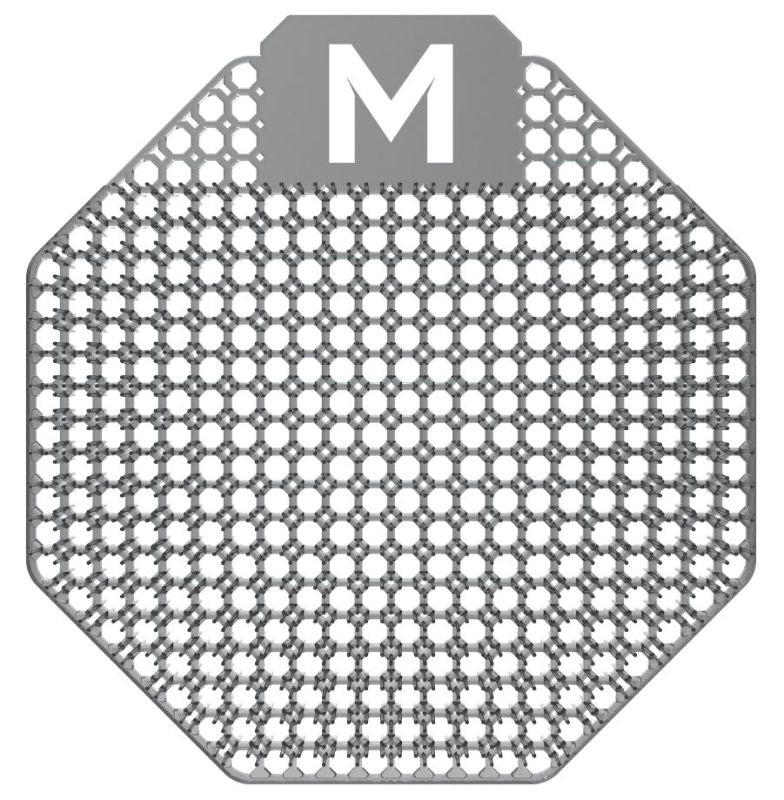 Executive Grey Scented Urinal Screen with anti-splash texture, eco-friendly design, and customizable fragrances.