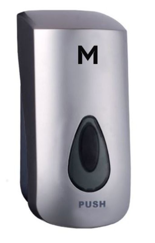 Sleek silver 1000ml liquid wall dispenser, durable ABS, ideal for bathrooms and kitchens, with a lockable bulk fill system.