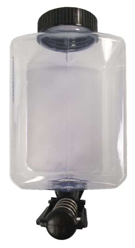 Clear liquid wall dispenser cartridge with 1000ml capacity for soap or sanitizer, ideal for high-traffic areas.