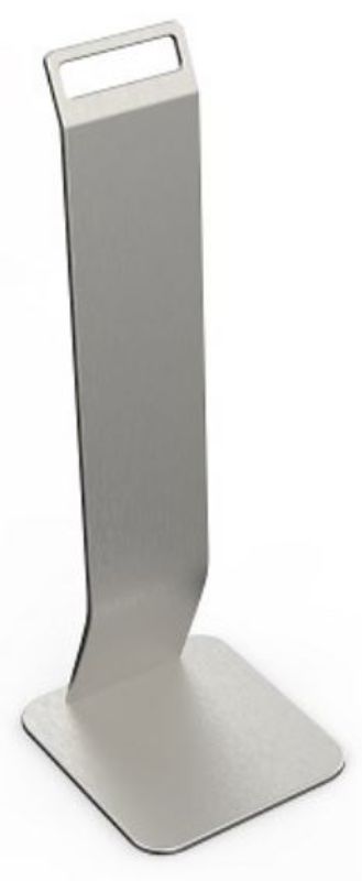 Silver metal table stand, 180mm x 160mm x 500mm, ideal for dispensing soap or towels with stability in high-traffic areas.