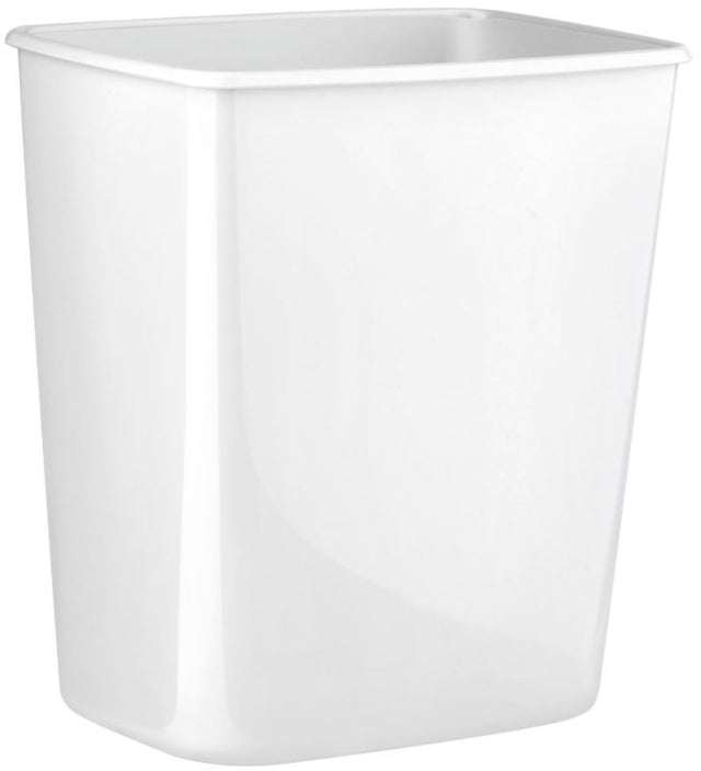 Sleek white 8L plastic bin, durable design for office and home, wall-mounted or free-standing, ideal for organized waste management.