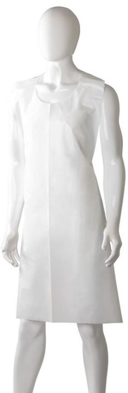 Disposable white polyethylene back tie aprons, 800mm x 1250mm, ideal for medical and food industries, box of 400.