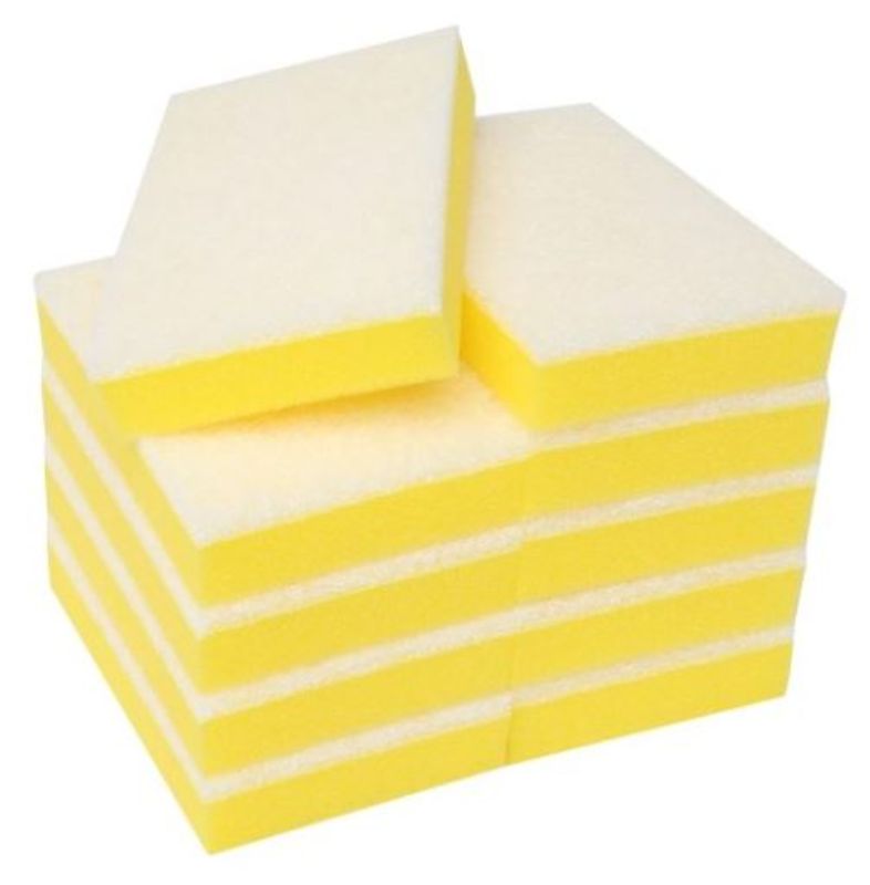Non scratch scouring sponge pack of 40 in vibrant yellow/white, durable for effective cleaning without damaging surfaces.