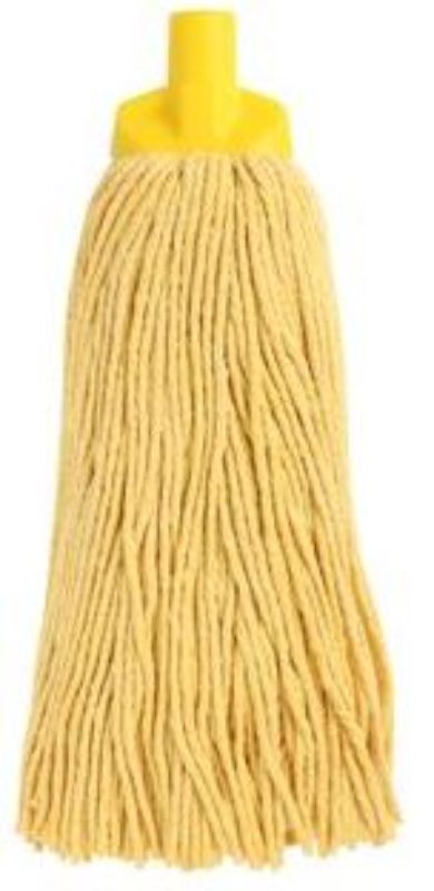 Cut Cotton Mop Head in yellow, 400g, 300mm, featuring absorbent cotton for efficient cleaning and easy screw-on handle attachment.