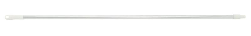 Lightweight white aluminium mop handle, 25mm x 1.5m, with ergonomic swivel grip and universal socket for versatile cleaning.