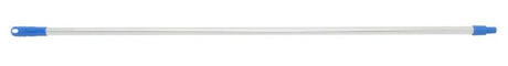 Lightweight blue aluminum mop handle, 25mm x 1.5m, with ergonomic grip and universal socket for various mop heads.