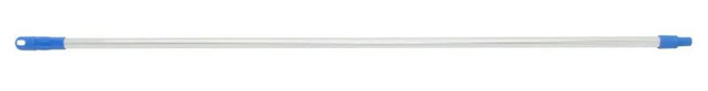 Lightweight blue aluminum mop handle, 25mm x 1.5m, with ergonomic grip and universal socket for various mop heads.