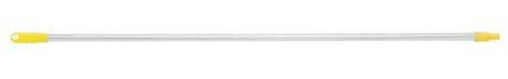 Durable yellow aluminium mop handle, 25mm x 1.5m, ergonomic grip, universal socket for versatile mop heads.