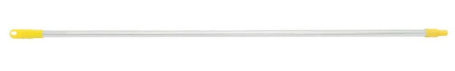 Durable yellow aluminium mop handle, 25mm x 1.5m, ergonomic grip, universal socket for versatile mop heads.