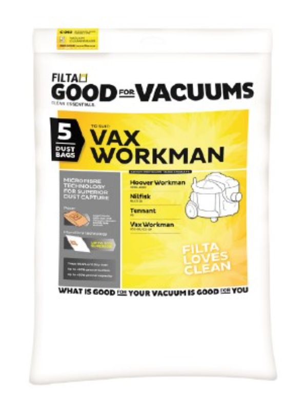 White microfibre Pacvac Glide vacuum bags (pack of 5) designed for exceptional dust capture in Glide models.