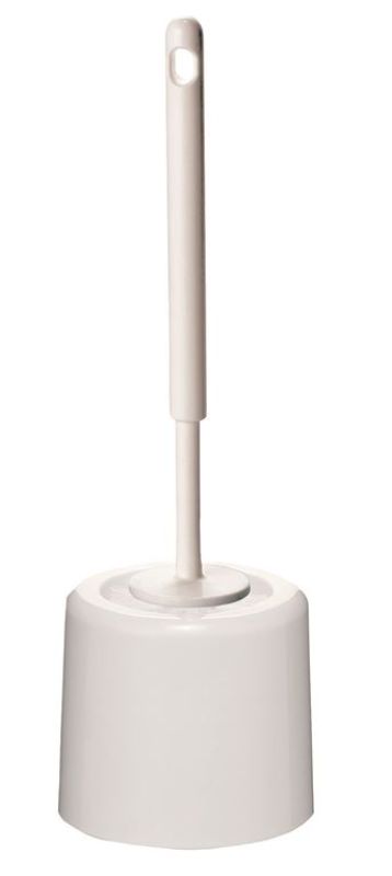 Round Toilet Tidy Set in white with a large brush head, anti-bacterial handle, and sleek caddy for a tidy bathroom.