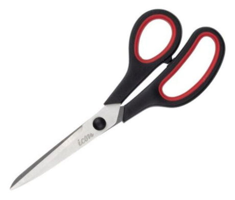 Soft Grip Scissors in orange and black, 193mm length with stainless steel blades and ergonomic handles for comfortable cutting.
