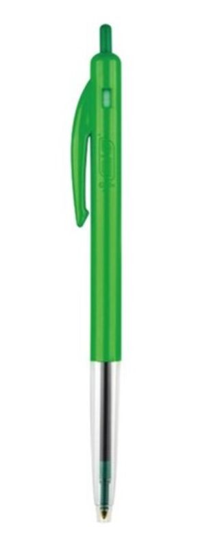 Green Bic Clic Ball Point Pens (Pack of 10) featuring 1.0mm tip for smooth, smudge-free writing and fast-drying ink.