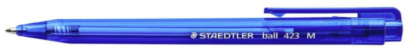 Pack of 10 Staedtler retractable blue ballpoint pens with ergonomic design and medium 0.45mm tip for smooth, precise writing.