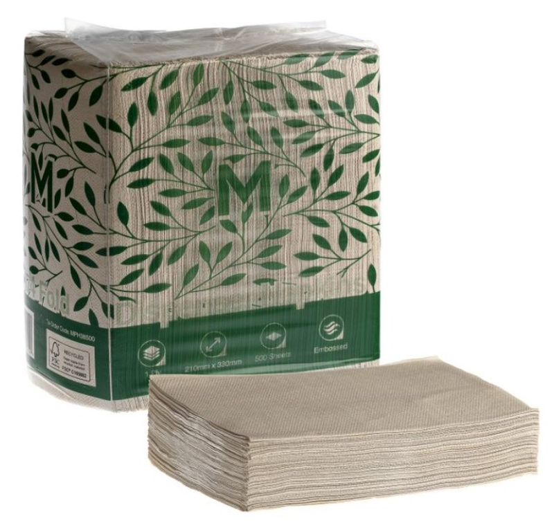 Brown dispenser napkins, 210mm x 330mm, 1-ply, pack of 6000, designed for hygienic and convenient dispensing in any setting.