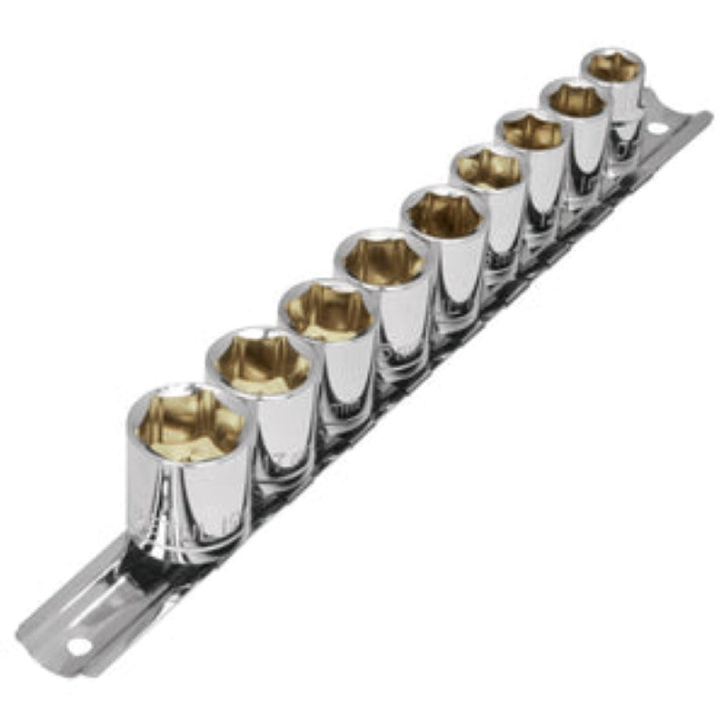 SOCKETS 3/8"DRIVE IN ORGANISER - METRIC 10 - 19MM 9-PCE PRETUL