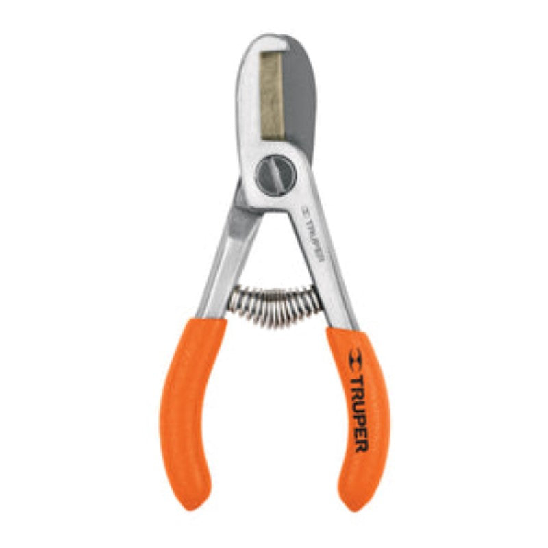 Pruning shear with tempered steel blade and rounded tips, designed for precise cutting of avocados and delicate fruits.