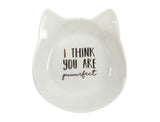Trinket dish with "I Think You Are Puuurfect" design, perfect for storing rings and earrings, in a chic black gift box.