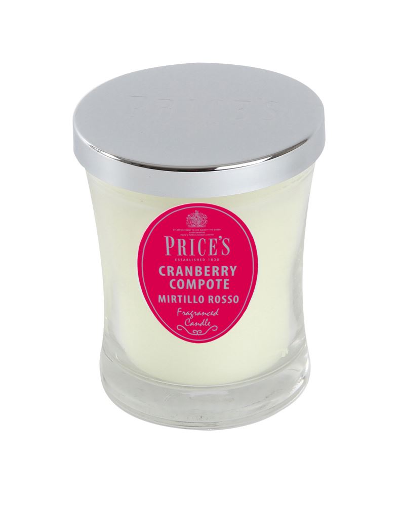 A medium jar candle featuring a luxurious cranberry, apple, and caramel scent, perfect for creating a warm atmosphere.