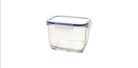 Borgonovo Superblock Igloo Rectangular container with 830ml capacity, glass walls, and secure rubber lid for fresh food storage.
