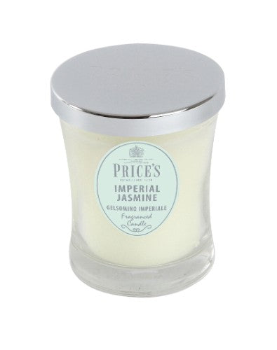 Prices Imperial Jasmine Signature Medium Jar candle, featuring jasmine and tuberose scents, perfect for creating a calming atmosphere.