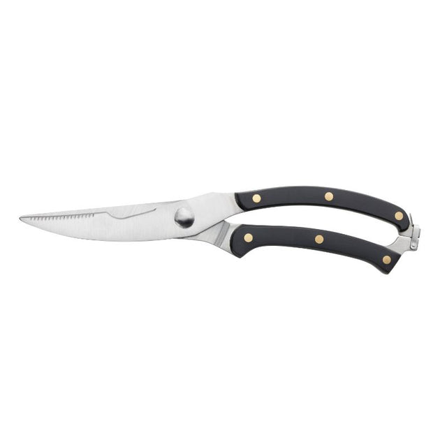 Taylors Poultry Shears TDH009: durable stainless steel kitchen scissors with ergonomic handle, bottle opener, and sleek grey/black finish.