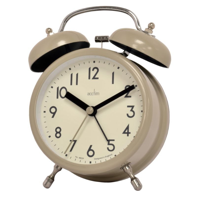 Alarm Clock - Acctim Hardwick Taupe Double Bell (12.8cm)