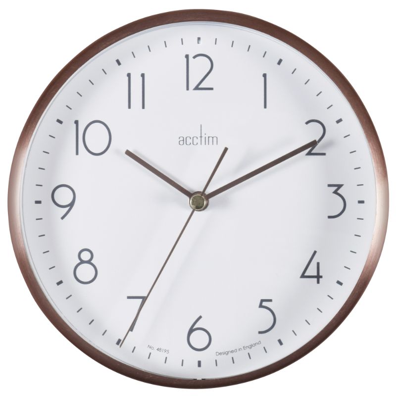 Copper-colored metal wall/desk clock measuring 15cm, featuring a sleek design and quartz movement for stylish timekeeping.