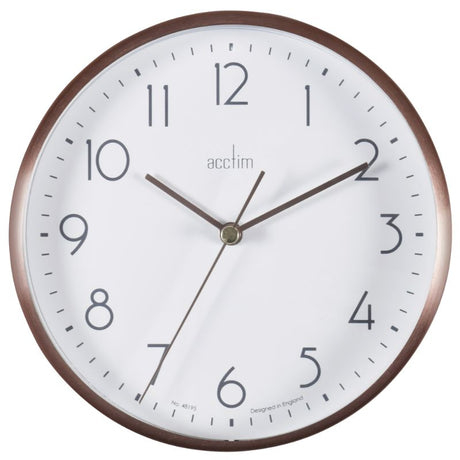 Copper-colored metal wall/desk clock measuring 15cm, featuring a sleek design and quartz movement for stylish timekeeping.