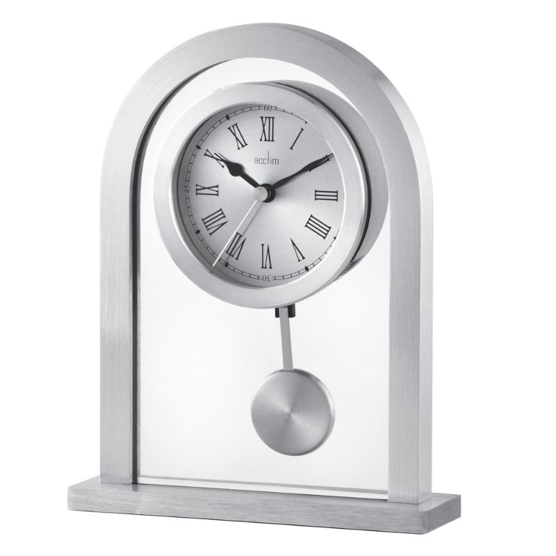 Table Clock - Acctim Bathgate Glass & Metal Silver (20cm)