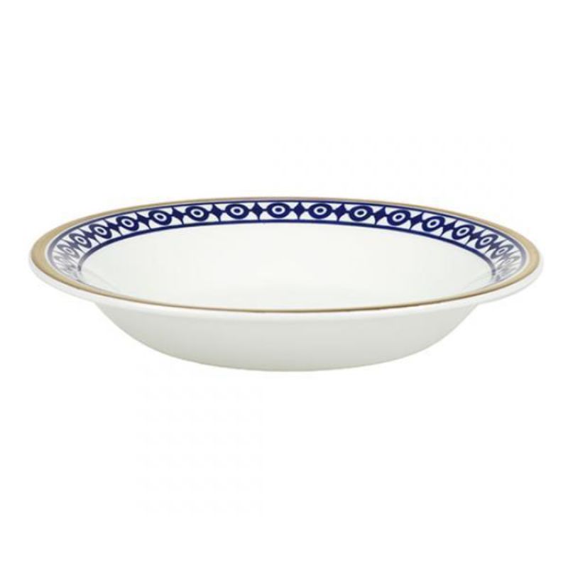 Elegant 22cm soup bowl in fine bone china with cobalt blue design and luxurious gold rim, perfect for sophisticated dining.