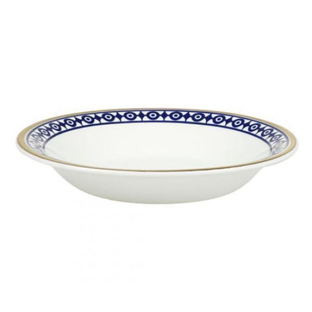 Elegant 22cm soup bowl in fine bone china with cobalt blue design and luxurious gold rim, perfect for sophisticated dining.