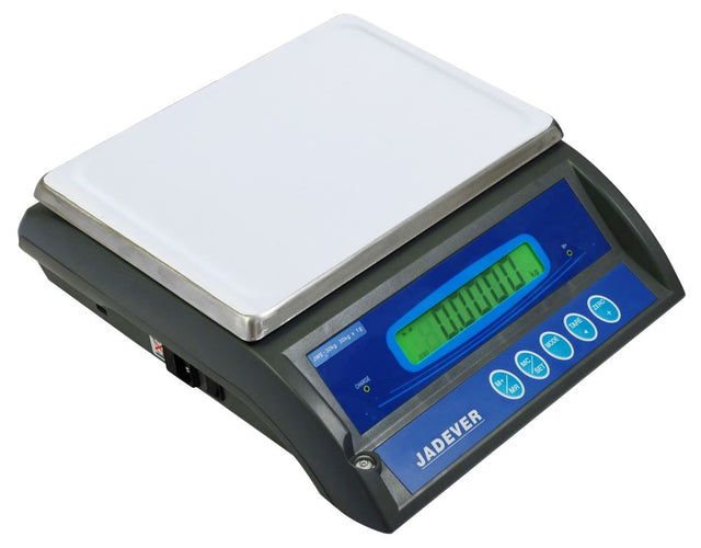 Digital Jadever Weighing Scale JWE-3K, 3kg capacity, stainless steel pan, LCD display, ideal for precise weighing in various industries.