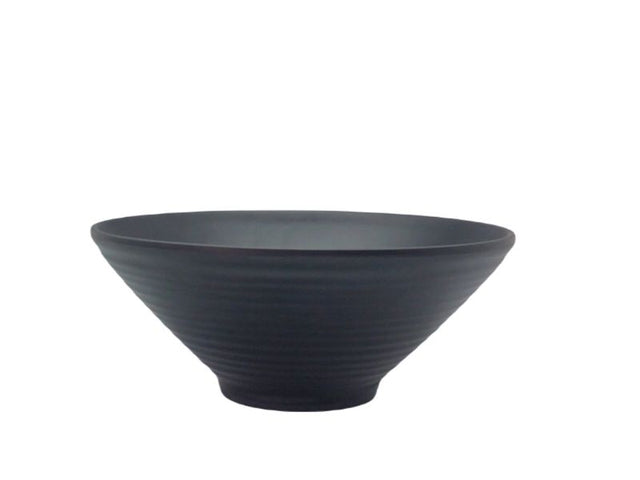 Set of 6 JAB Matte Black Organic bowls, 20cm, melamine, scratch-resistant, elegant for any dining occasion.