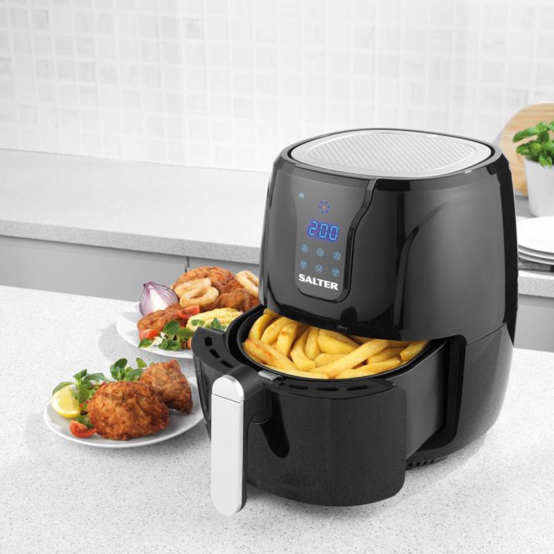 Salter Digital Hot Air Fryer (4.5L) for healthy, quick cooking with 1300W power, digital controls, and non-stick basket.