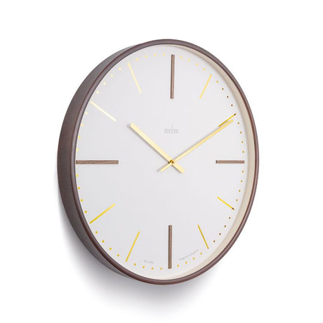 Elegant Acctim Knoll Dark Wood Wall Clock (53cm) with minimalist design, raised batons, and crystal-clear glass lens.