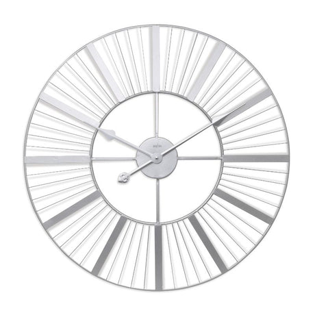 Galvanised 60cm wall clock with sunbeam batons, perfect for indoor/outdoor use, combining style and precision.