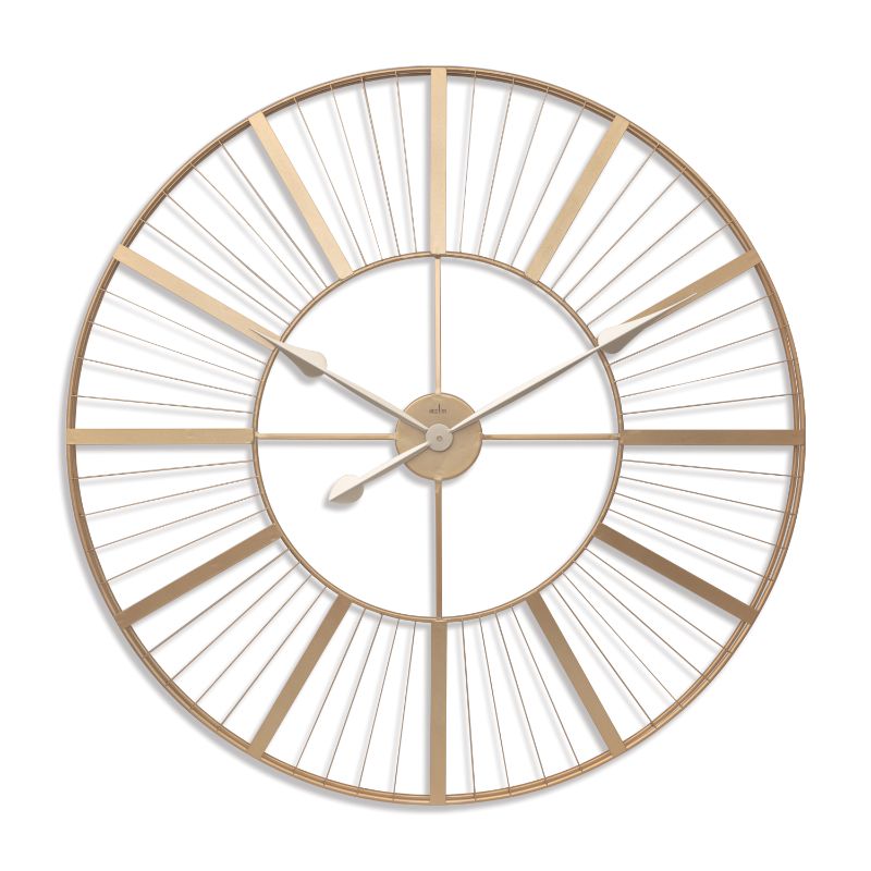 Elegant 80cm gold wall clock with sunray batons, weather-resistant for indoor/outdoor use, stylish and functional decor piece.