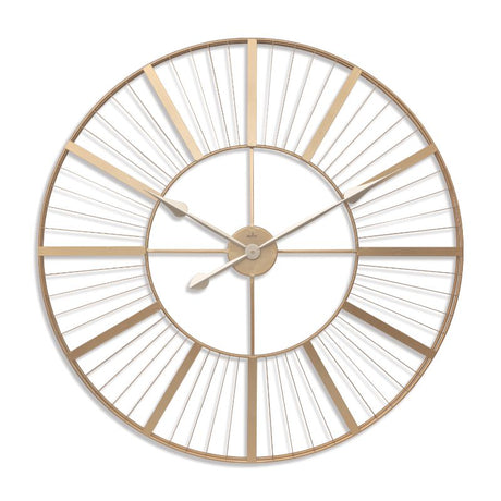 Elegant 80cm gold wall clock with sunray batons, weather-resistant for indoor/outdoor use, stylish and functional decor piece.