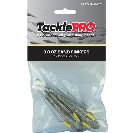 TacklePro Sand Sinker 3.0oz (2pc) designed for beach fishing, providing stability and performance in sandy conditions.