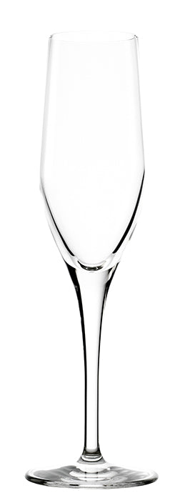 Elegant set of 6 Stolzle Exquisite 175ml champagne flutes, crafted from lead-free crystal for clarity and style.