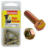 M6 x 30 set screws and nuts pack of 5, made from durable GR8.8 hardened steel for secure fastening in various applications.