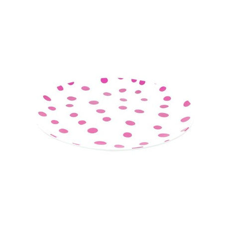 Set of 6 vibrant pink 25cm melamine plates with a porcelain-like finish, perfect for outdoor and everyday dining use.